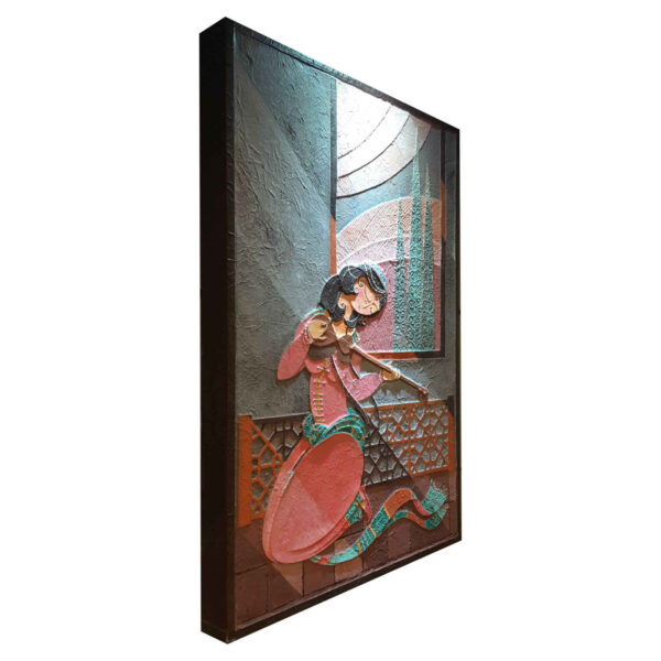 Wooden One off Piece Wall Frame Model Girl & Setar