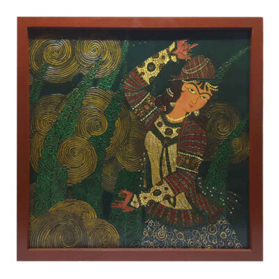 Original Persian Qajar Art Painting: Watercolor and Gouache on Wood – Girl