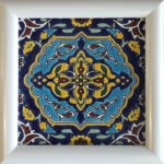 Decorative Persian Framed Ceramic Tile – Navy Blue