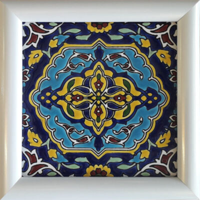 Decorative Persian Framed Ceramic Tile – Navy Blue