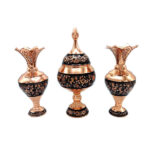 Set of Handcrafted Persian Engraved Copper Vases & Bowl G33