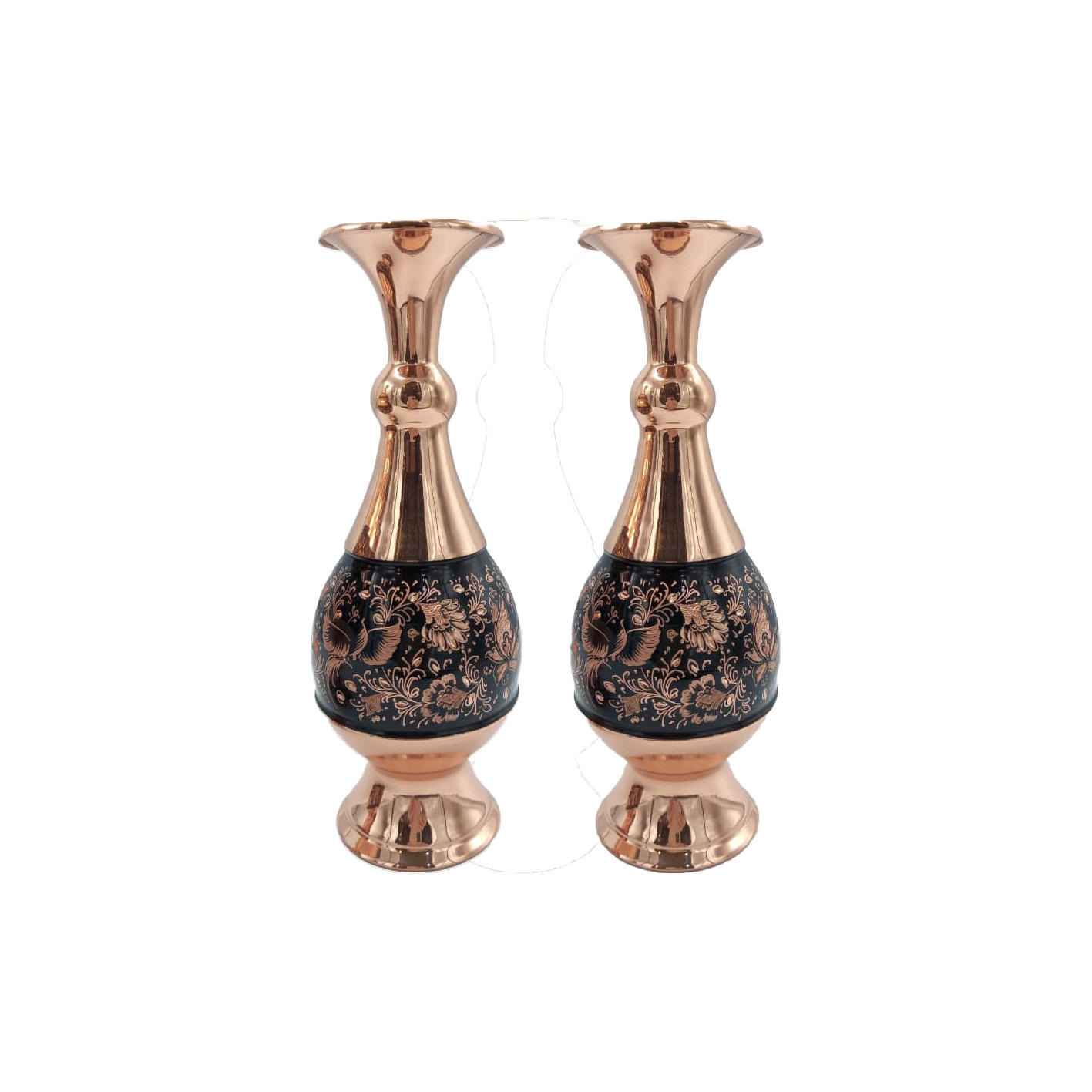 Set of Handcrafted Persian Engraved Copper Vases & Bowl G35