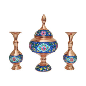 Iranian Copper Vase & Candy Bowl Model Lotus