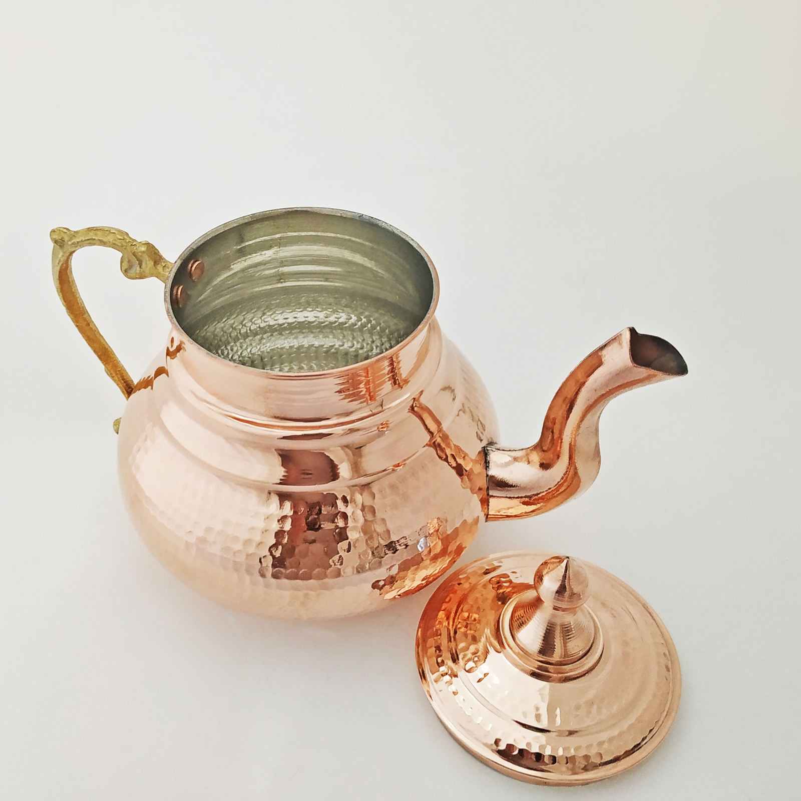 Persian Copper Double Teapot Durable and Hammered Mesin