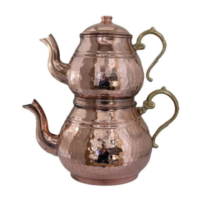 Persian Copper Double Teapot Durable and Hammered Rosegold