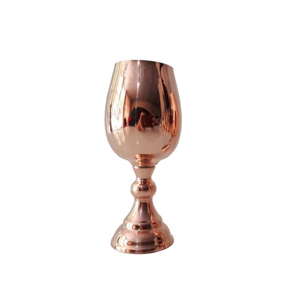 Handcrafted Persian Copper Wine Glass Stemware - Hammered Model Shiny