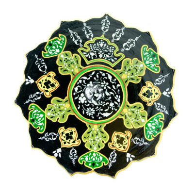 Decorative Pottery Plate Hand-Painted Black & Green