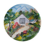 Decorative Pottery Plate Hand-Painted Cottage