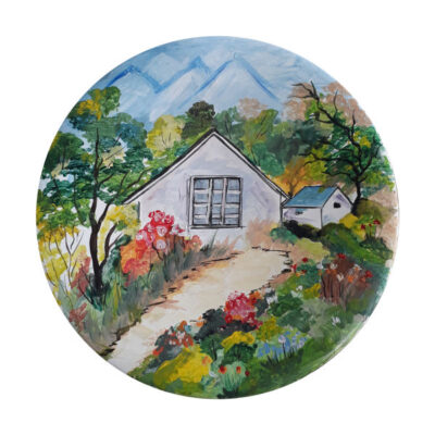Decorative Pottery Plate Hand-Painted Cottage