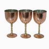 Set of 3 Handcrafted Persian Copper Wine Glass Stemware - Hammered Model Narges