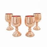 Set of 4 Handcrafted Persian Copper Wine Glass Stemware - Hammered Model Nasim
