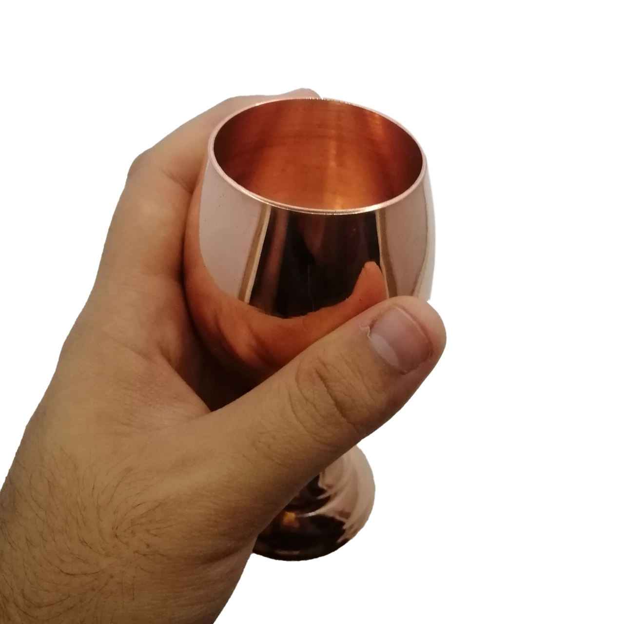 Set of 6 Handcrafted Persian Copper Wine Glass Stemware – Hammered Model Glossy