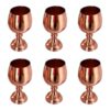 Set of 6 Handcrafted Persian Copper Wine Glass Stemware - Hammered Model Glossy