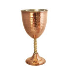 Handcrafted Persian Copper Wine Glass Stemware - Hammered Model Mehrafarin