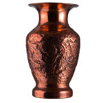 Handcrafted Persian Engraved Copper Vase Decorative with Flower & Bird Design