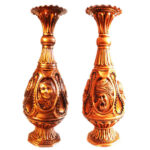 Handcrafted Persian Engraved Copper Vase Decorative - Set of 2