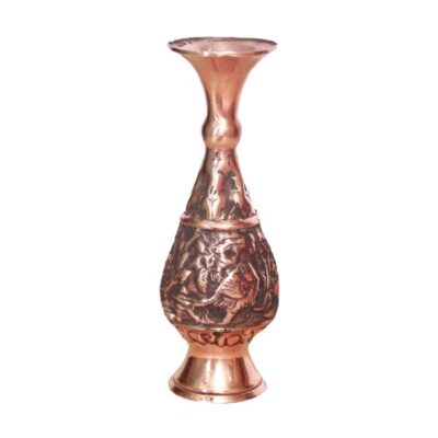 Handcrafted Persian Engraved Copper Vase Decorative Zanjani