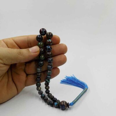 Persian Neyshabur Turquoise Rosary: Prayer 33 Beads Handcrafted Tasbih Zahiri