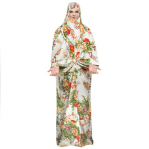 Islamic Women Praying Chador Model Orange Flowers