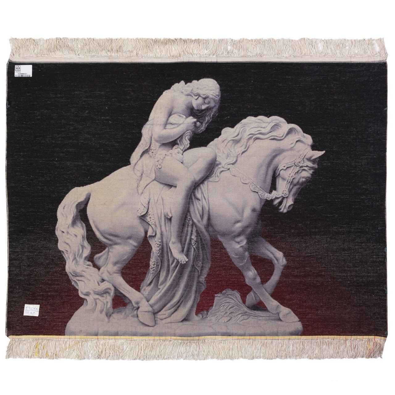 Hand-Knotted Persian Pictorial Rug from Tabriz Depicting Embossed Lady Godiva
