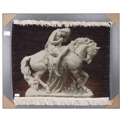 Hand-Knotted Persian Pictorial Rug from Tabriz Depicting Lady Godiva Embossed