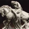 Hand-Knotted Persian Pictorial Rug from Tabriz Depicting Lady Godiva Embossed