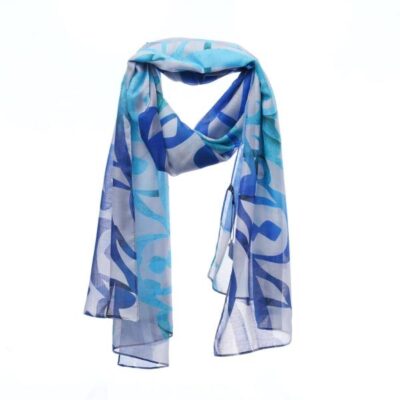 Persian Print Shawl for Women Artistic Calligraphy Sky