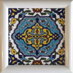 Decorative Persian Framed Ceramic Tile - Blue