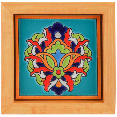 Decorative Persian Framed Ceramic Tile – Orange
