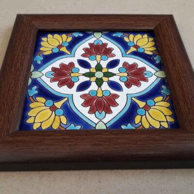 Decorative Persian Framed Ceramic Tile – Rainbow