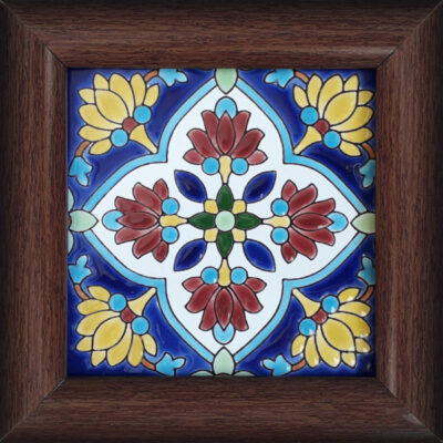 Decorative Persian Framed Ceramic Tile – Rainbow