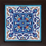 Decorative Persian Framed Ceramic Tile – White Design