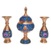 Handcrafted Persian Copper Sugar Bowl with Lid & Vases - Minakari Enameled Artistic