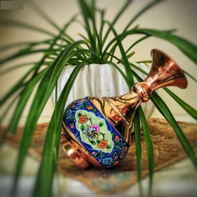 Handcrafted Persian Copper Sugar Bowl with Lid & Vases – Minakari Enameled Pardaz