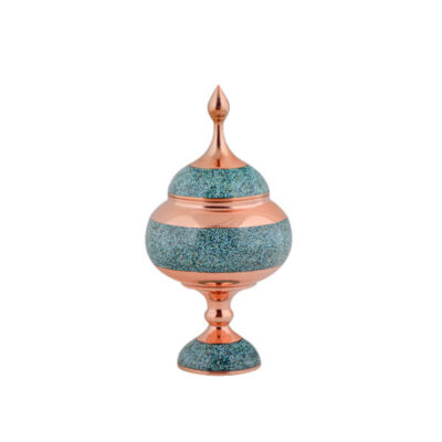 Handcrafted Persian Inlaid Turquoise Copper Sugar Bowl Hirbod