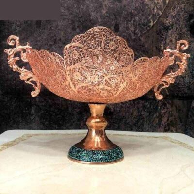 Decorative Bowl Persian Artisan-Crafted Turquoise Inlay Royal