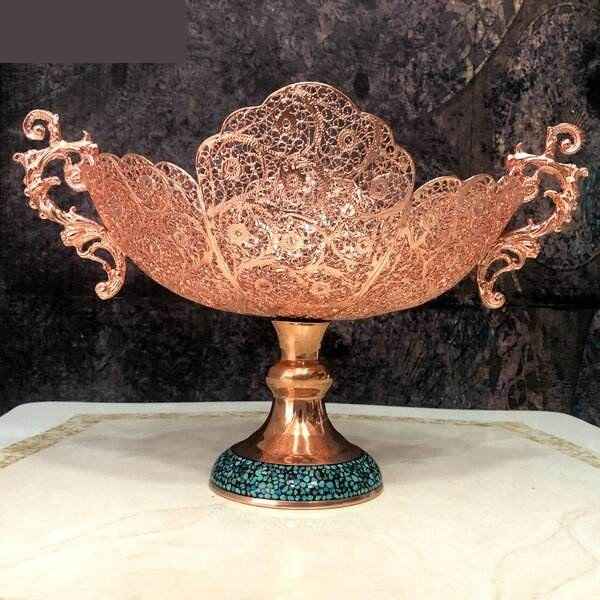 Decorative Bowl Persian Artisan-Crafted Turquoise Inlay Royal