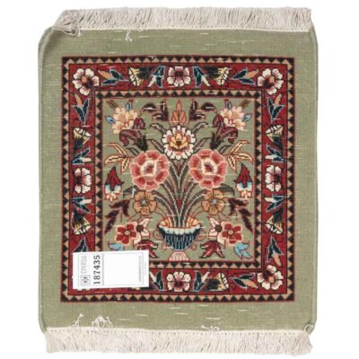 Persian Wool Carpet Hand-Knotted Light Green