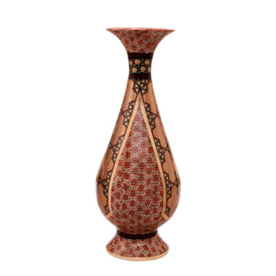 Persian Decorative Copper Vase Handcrafted with Khatamkari Marquetry Art C751