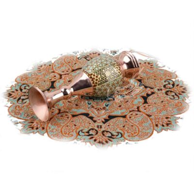 Persian Decorative Copper Vase Handcrafted with Khatamkari Marquetry Art Honarlux