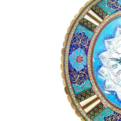 Handcrafted Persian Wooden Wall Clock – Minakari Enameled Sunshine