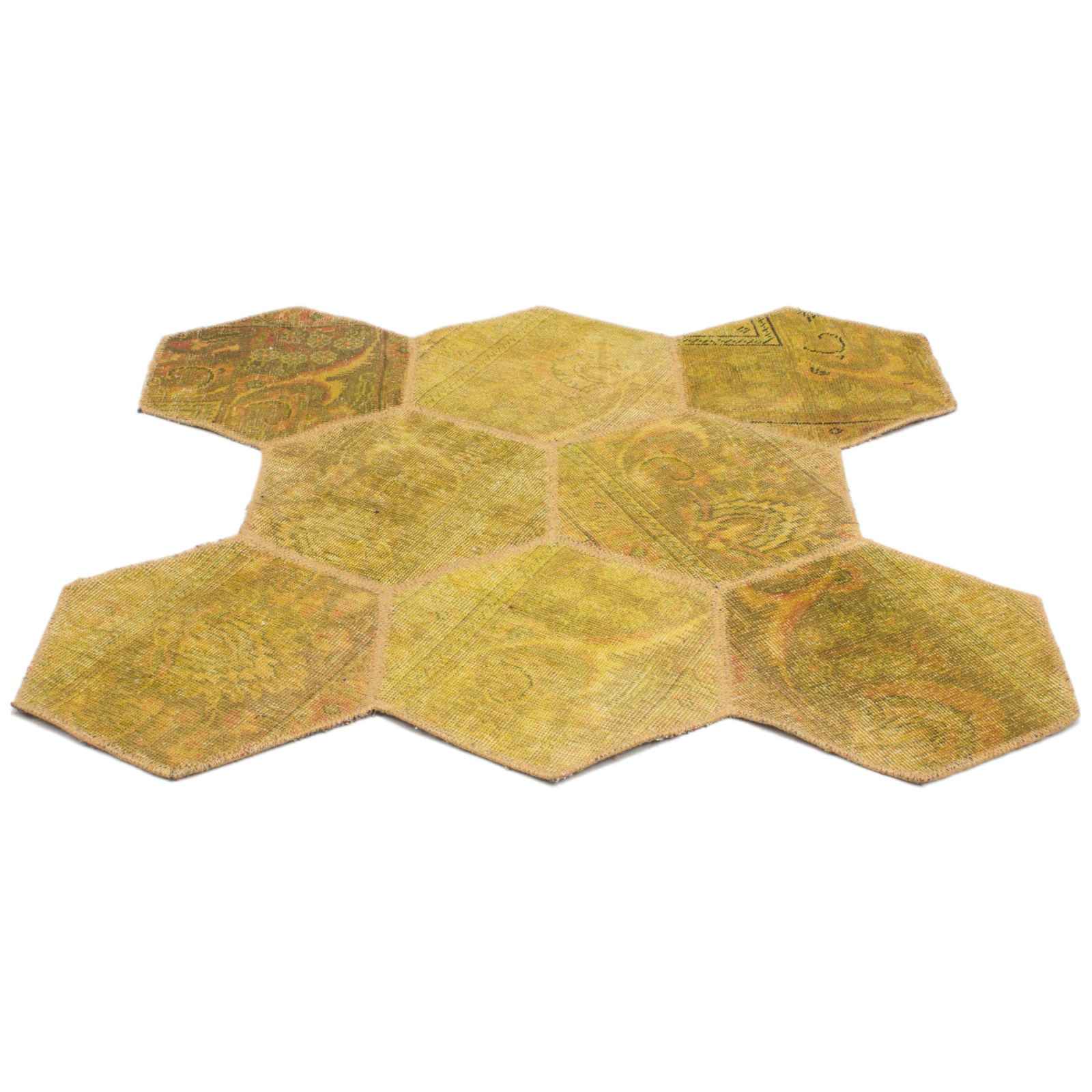 Vintage Persian Hand-Knotted Patchwork Carpet Beehive