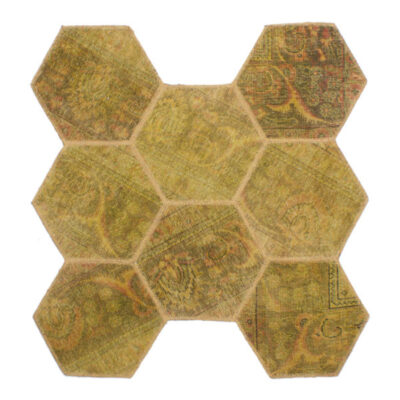 Vintage Persian Hand-Knotted Patchwork Carpet Beehive