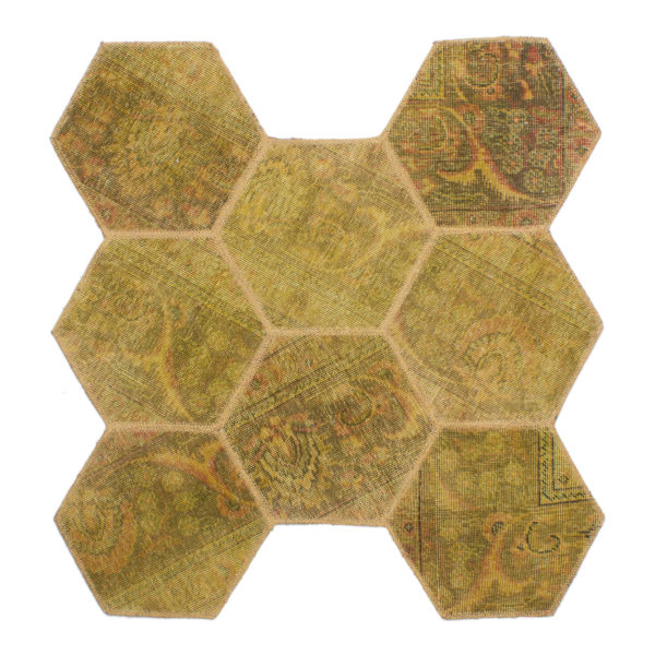 Vintage Persian Hand-Knotted Patchwork Carpet Beehive