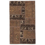 Vintage Persian Hand-Knotted Patchwork Carpet Browni