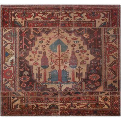vintage Persian Hand-Knotted Patchwork Carpet Haris
