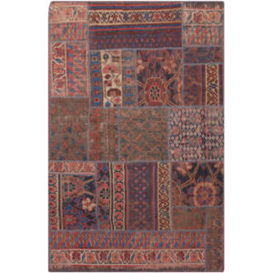 Persian Old Handwoven Collage Rug Model Sarvi