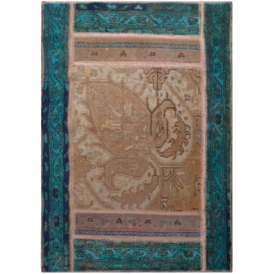 Vintage Persian Hand-Knotted Patchwork Carpet Blue