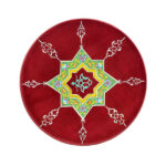 Hand-Painted Decorative Pottery Plate Cherry Color & Geometric