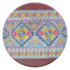 Decorative Pottery Plate Hand-Painted Rainbow Color & Geometric